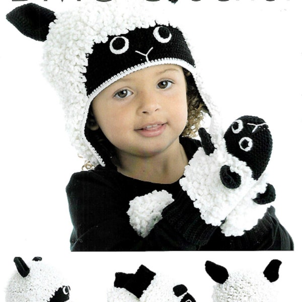 BABY/CHILD'S Novelty Sheep Hat & Mittens Fun Gift Animal Hat Brand New 8 page Crochet Pattern PDF Instant Download.