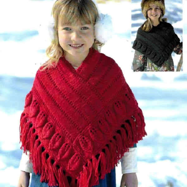 2360 CHILD'S PONCHO/Aran Poncho Knitting Pattern PDF Download