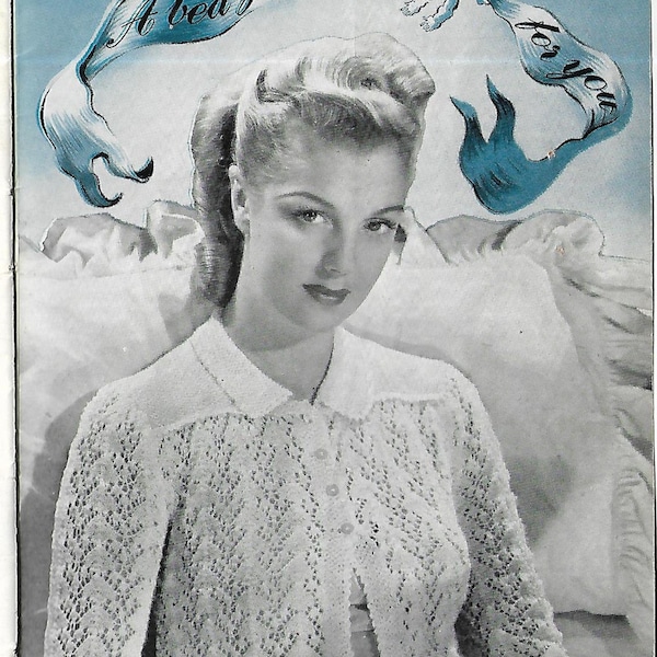 1940'S LADIES BEDJACKET Original Vintage Rare Knitting Pattern PDF Download