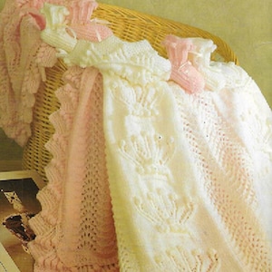 8763 Baby&#39;s Shawls/Blankets Knitting Pattern PDF Download