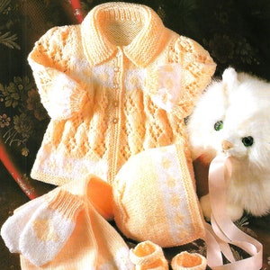 PRETTY BABY Diamond Matinee Set /Baby Set/Vintage Baby Knitting Pattern PDF Download