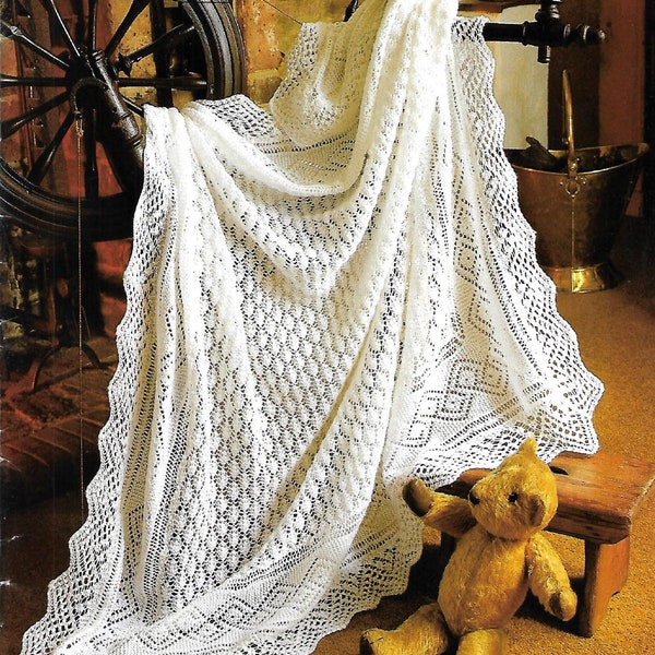 NT1 Baby's Vintage Heirloom Shawl/ Keepsake Shawl/ Baby Shower Gift PDF Knitting Pattern PDF  Download