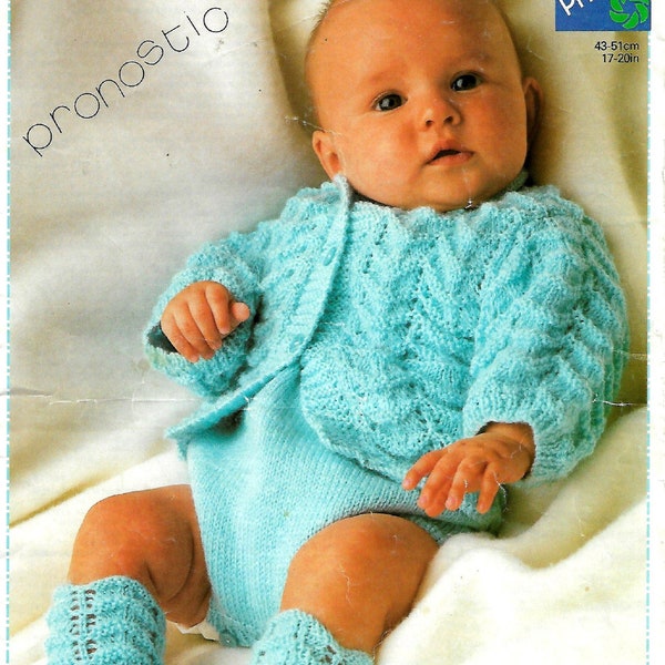 8718 BABY ROMPER Chaqueta y calcetines/Romper Set/Sweet Baby Romper Vintage Knitting Pattern PDF Descargar