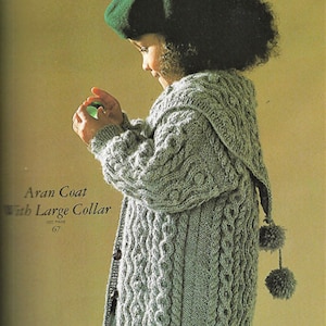 DB1  CHILD'S ARAN Coat/ Winter Coat/ Aran Hooded Coat Knitting  Pattern PDF Instant Download