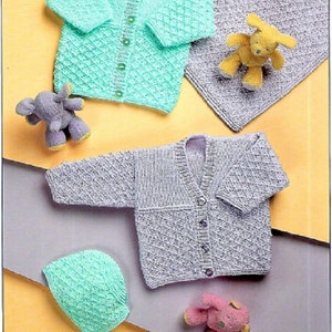 PRETTY BABY Cardigans Blanket & Hat Set PDF Knitting Pattern  Download