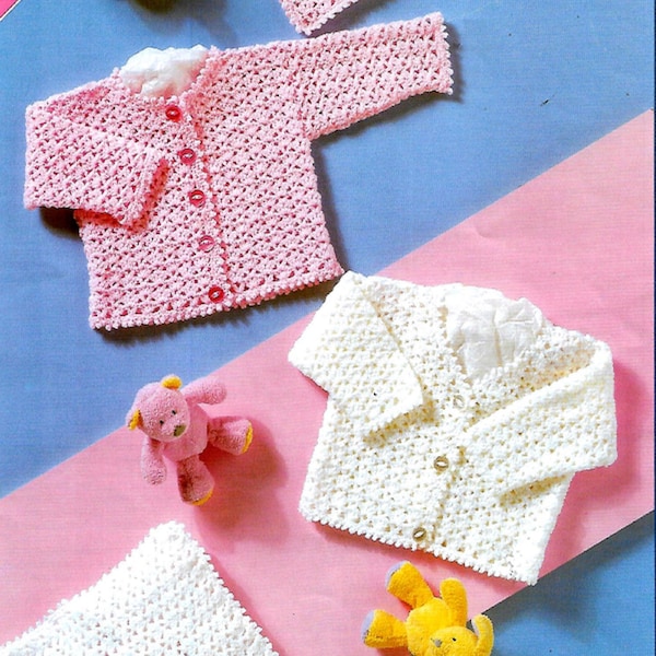 4863 Baby Cardigans Blanket & Pillow/Baby Set Crochet Pattern PDF Download