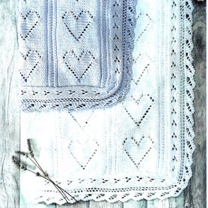 1308 BEAUTIFUL BABY Shawl/Lace Heart Baby Blanket New Knitting Pattern PDF Download