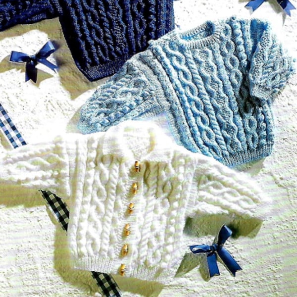 3734 BABY SWEATER & Cardigan/Cable Knits/ Baby/Child Knitting Pattern  PDF Instant Download
