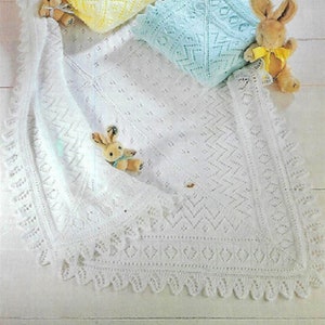 3983 BABY Lace  Shawls/Pram Blankets/Cot Covers/ Heirloom Shawls 3 Ply 4 Ply & DK Knitting Pattern PDF Download