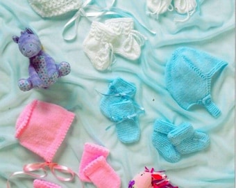 BABY ACCESSORIES Baby Helmet, Bonnets, Bootees & Mittens Knitting Pattern PDF Download