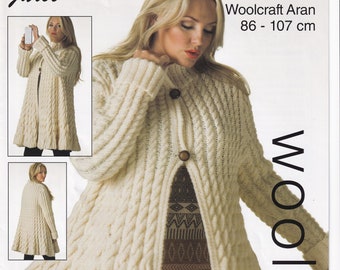 1040 Gorgeous Ladies Swing Coat/ Long Length Cardigan Knitting Pattern PDF Digital Download