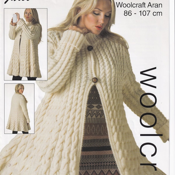 1040 Gorgeous Ladies Swing Coat/ Long Length Cardigan Knitting Pattern PDF Digital Download