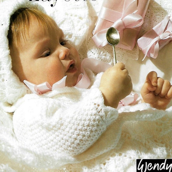 BABY LAYETTE including Shawl, Angel Top, Christening Gown, Bonnet, Bootees & MatineeJacket Knitting Booklet PDF Download