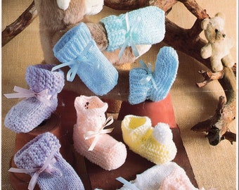 1287 Baby Accessories/Bonnets/Hats/Mittens Knitting Pattern PDF Instant Download