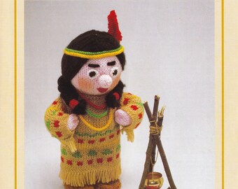AMERICAN INDIAN Woolly Wotnots The Squaw Doll Original New Knitting Pattern