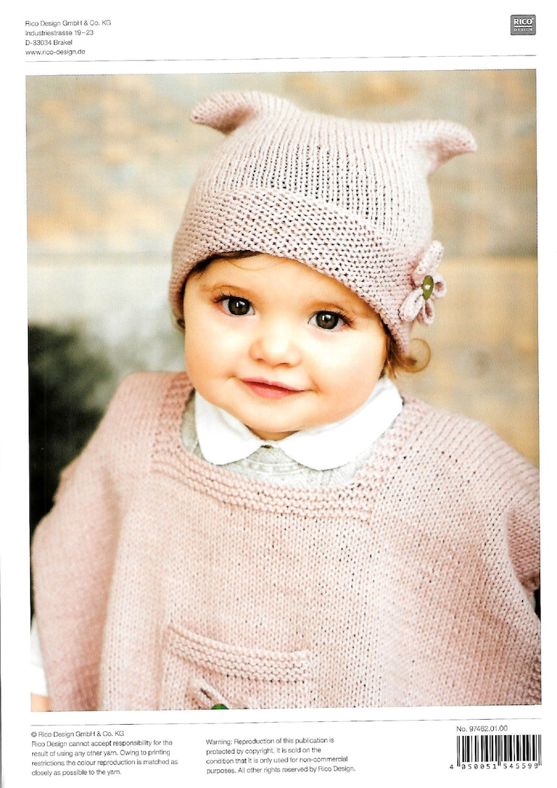 BABY RICO 462 Ponchos and Hats New Knitting Pattern