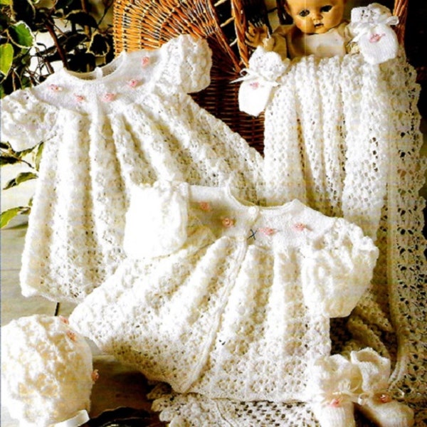 4165 Stunning Baby Layette Lace Design Knitting Pattern PDF Download