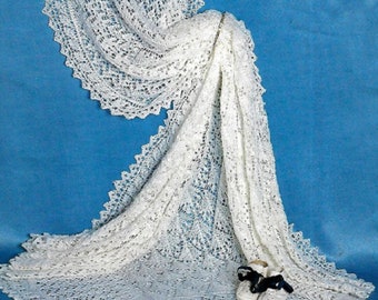 SUNBEAM 700 BABY Shawl/ Heirloom Baby Shawl/Baby Shower Gift/ Baby Keepsake Lace Shawl Vintage Knitting Pattern PDF Download