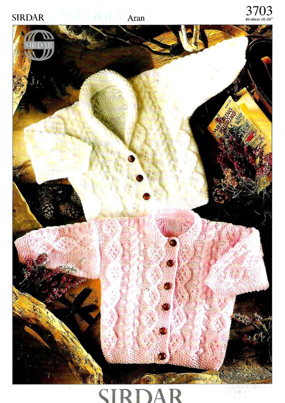 Sirdar 3703 Baby Aran Cardigans Original Knitting Pattern Instant Download Sirdar 3703 Baby Aran Cardigans Original Knitting Pattern Instant Download