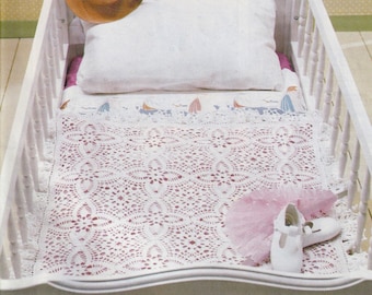 LACE SHAWL/ Baby Delicate Lace Pram Cover/Heirloom New Born Gift/Keepsake Gift Vintage Crochet Pattern PDF Download