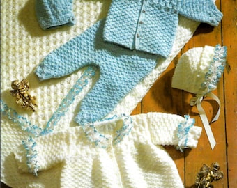 LINDO Conjunto para BEBÉ para Bebé Niño o Niña / Patrón de Tejido de Regalo para Bebé Descarga en PDF.