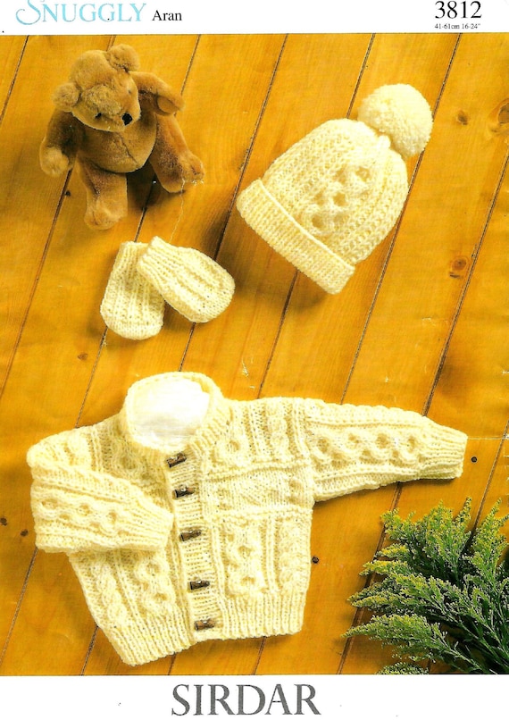 Vintage Knitting PATTERN to make Baby Infant Set Sweater Jacket Hat Booties Mitt
