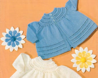 SIRDAR BABY KNITTING Vintage Pattern 3181 Baby's Angel Tops Original Pattern