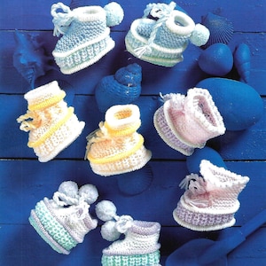 1095 PRETTY BABY Bootees/ Baby Booties/Baby Shoes/Cosy Baby Boots Knitting Pattern PDF Download