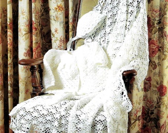 872  Baby Matinee Jacket Bonnet & Heirloom Shawl  Vintage Crochet Pattern PDF Instant Download