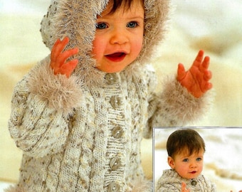 CUTE SNUGGLY Baby/Children's Hooded Jacket Knitting Pattern PDF  Download