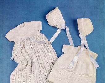 CHRISTENING KNIT Marriner 1134 Rare Vintage Knitting Pattern for Baby Dresses & Bonnets/Christening/Blessing Outfit