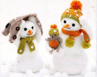 SNOWMEN KNIT  Knitting Pattern Fluffy Chunky Snowmen Small & Large PDF Download