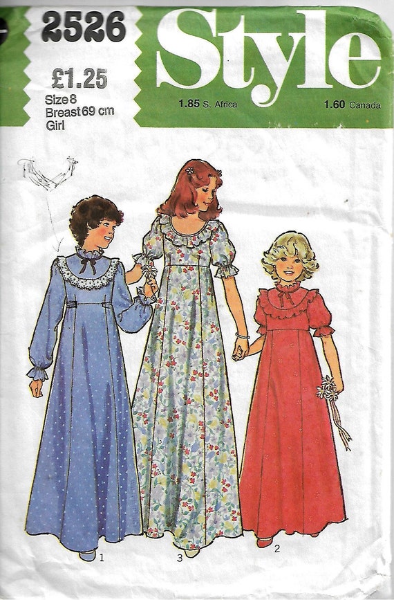 STYLE 2526 Girl's Bridesmaid or Party Dress 1978 Vintage Sewing Pattern  From 1978 * Reduced *
