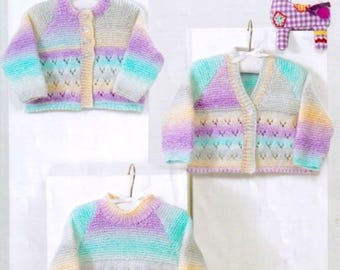 BABY KNIT Lacy Baby Cardigans & Sweater incl Preemie size Knitting Pattern PDF Download.