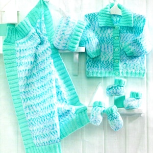 BABY/TODDLER Set Jacket, Hat, Mitts, Bootees & Blanket Knitting Pattern PDF Download
