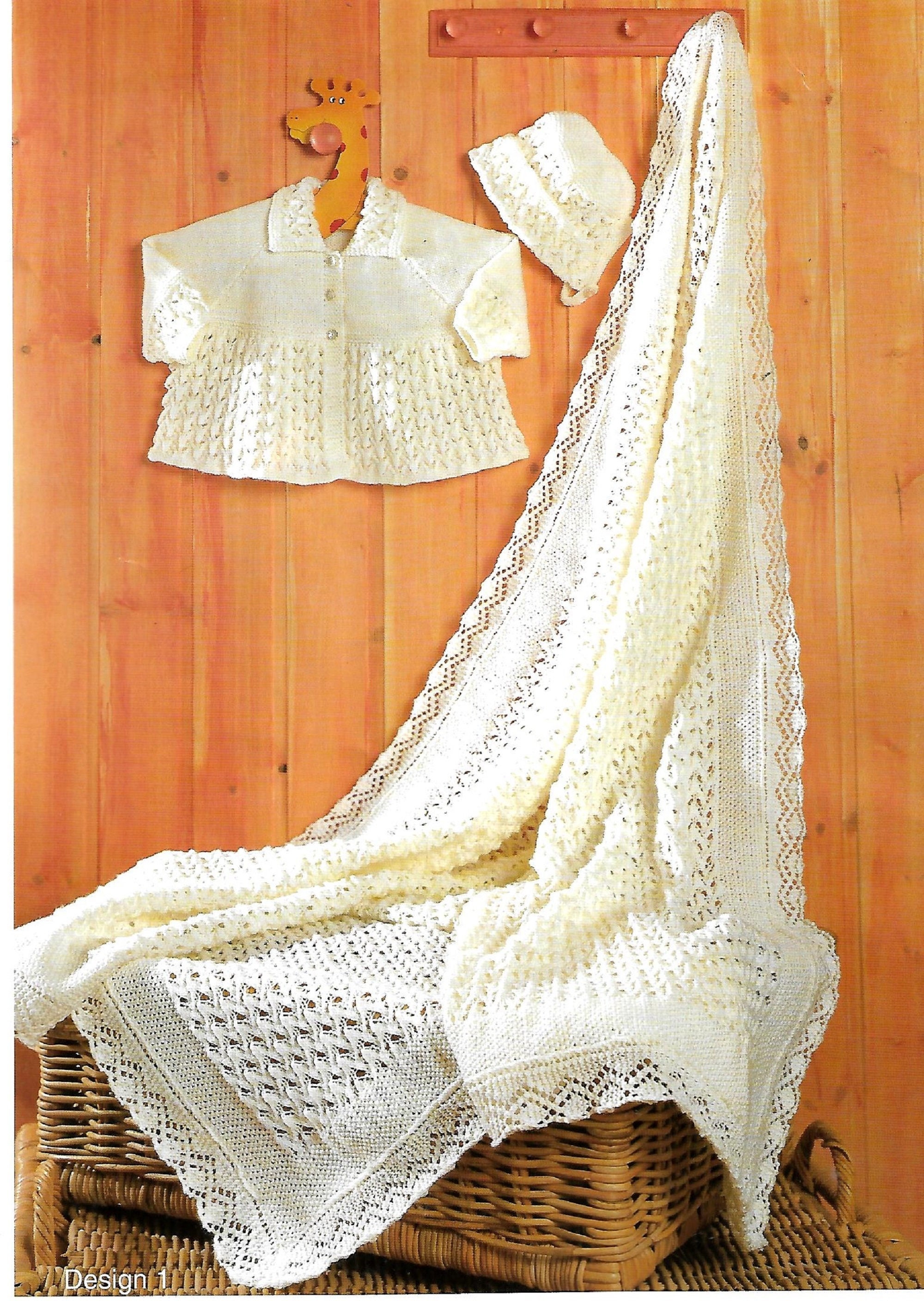 Baby Knitting Pattern: Lace Shawl, Bonnet Jacket (PDF Download