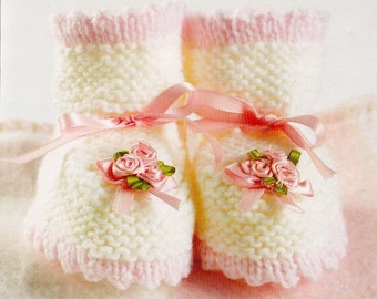 ROSEBUD BOOTEES Cute Baby Shoes/Baby Booties/Baby Girl Shower Gift/ New Baby Gift Knitting Pattern PDF Download