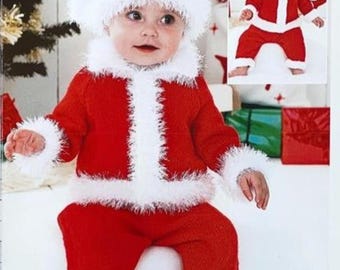 BABY SANTA  Sirdar 1462 New Knitting Pattern Baby/Toddler Santa Suit DK 16-20" 0-2 years