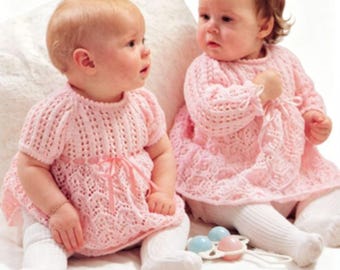 BABY KNIT Lace Baby Dresses Vintage Knitting Pattern PDF Download