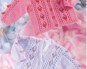 BABY KNIT Pretty Baby/Children's Cardigans including Peplum 0-6 years Original Knitting Pattern PDF  Download