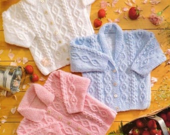 1056 BABY KNIT CARDIGANS Cable Style Cardigans Knitting Pattern pdf digital download