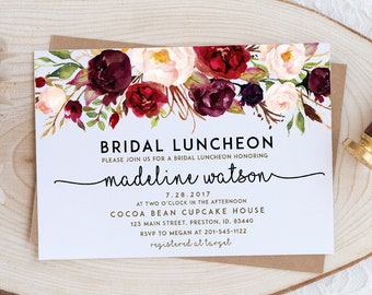 Fall Bridal Luncheon Invitation, Autumn Floral Bridal Shower Invite, Wedding Luncheon Editable Template  Floral Invitation Bridal Brunch MAR