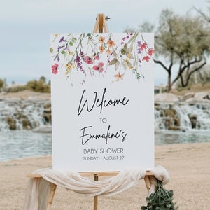 Wildflower Baby Shower Welcome Sign, Baby Shower Floral Sign, 18x24 Sign, Printable Editable Template Instant Download LDC-WIL