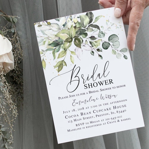 Emma Suite Greenery Bridal Shower Invite Printable Boho Bridal Shower Invitations DIY Instant Download Editable Template