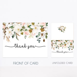 Spring Floral Thank You Card, Bridal Shower Thank You, Folded A2 Card, Printable PDF File Instant Download Watercolor Blush Greenery LDC-MAG image 2