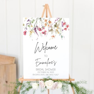 Wildflower Bridal Shower Welcome Sign, Bridal Shower Floral Sign, 18x24 Sign, Printable Editable Template Instant Download LDC-WIL