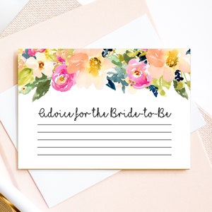 Inserts de carte de visite pour la future mariée, insertion de carte de douche nuptiale, invitation de douche nuptiale, fleurs sauvages, cartes de conseils de douche nuptiale LDC-POR