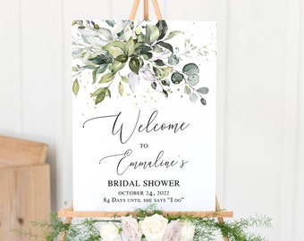 Bridal Shower Welcome Sign, Bridal Shower Greenery Sign, Drive By Sign, Herbal Printable Editable Template Instant Download Burgundy LDC-HER