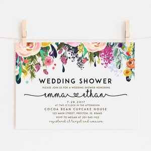 Bruiloft douche uitnodiging, bloemen bruids douche kaart, paren douche uitnodigen, afdrukbare bewerkbare sjabloon, Instant Download kaart LDC-SUB