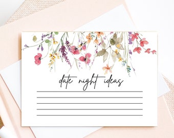 Date Night Ideas Card Insert, Bridal Shower Insert, Bridal Shower Invitation Wildflower Bridal Shower Advice Cards LDC-WIL